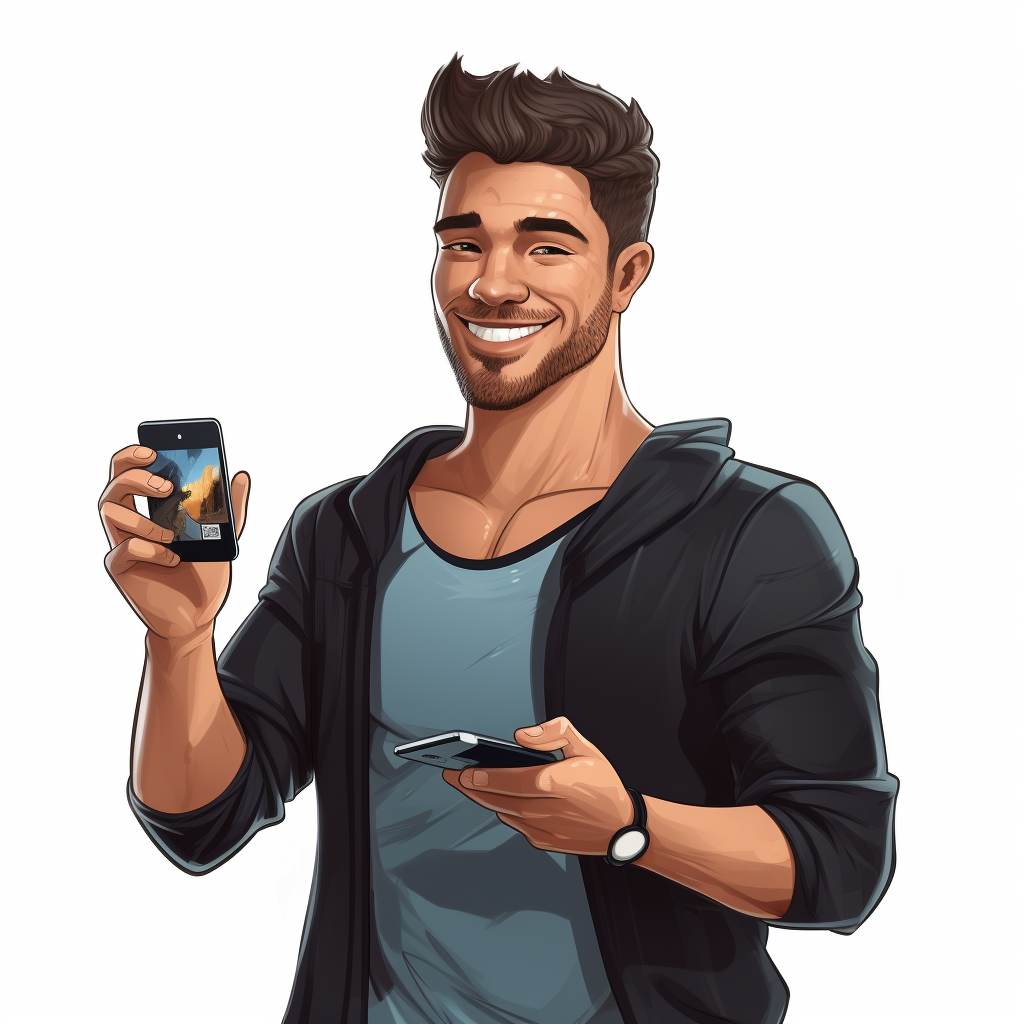 Happy man with credit card and cellphone