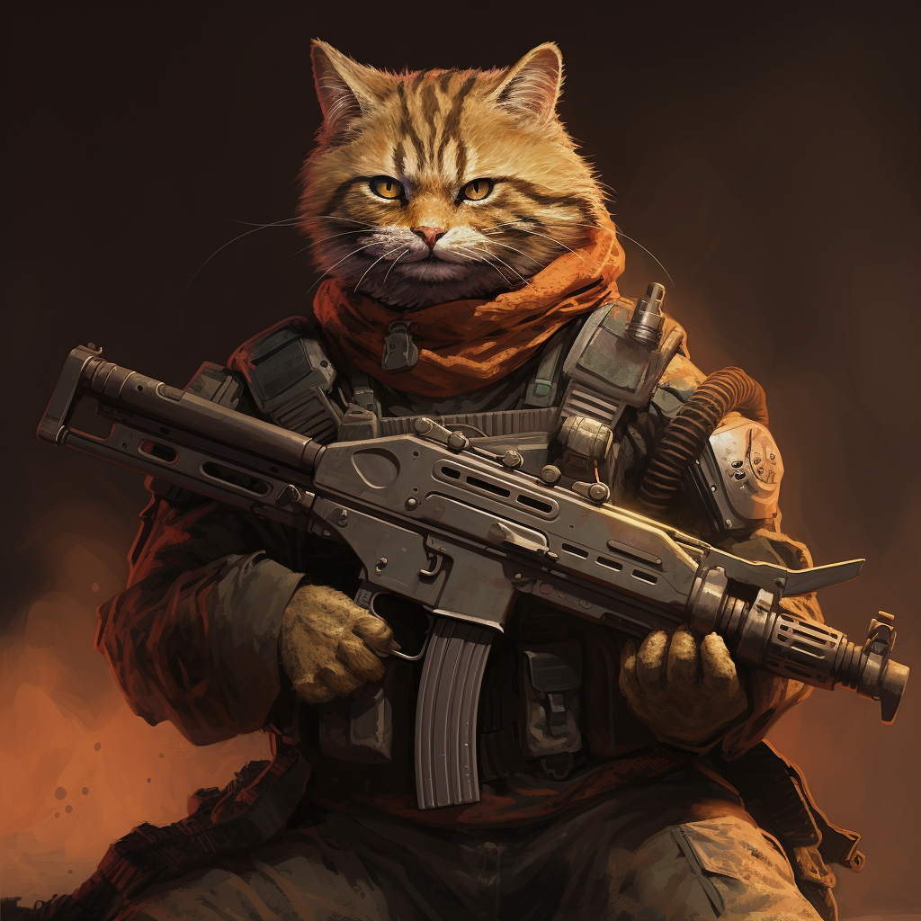 Cat with Assault Rifle in Concept Art