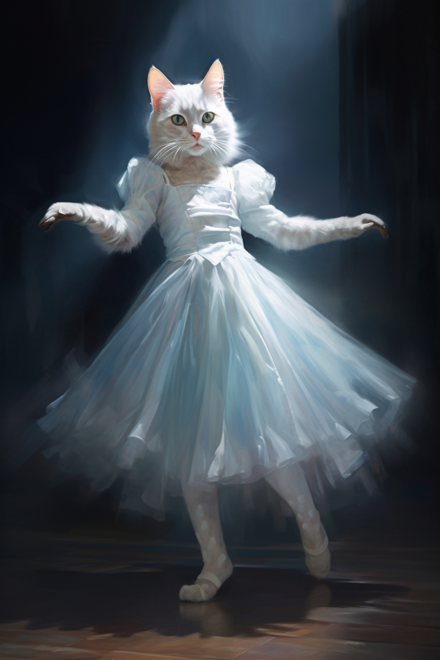 Cat Ballet Shoes Dancing Wizardcore Illustration