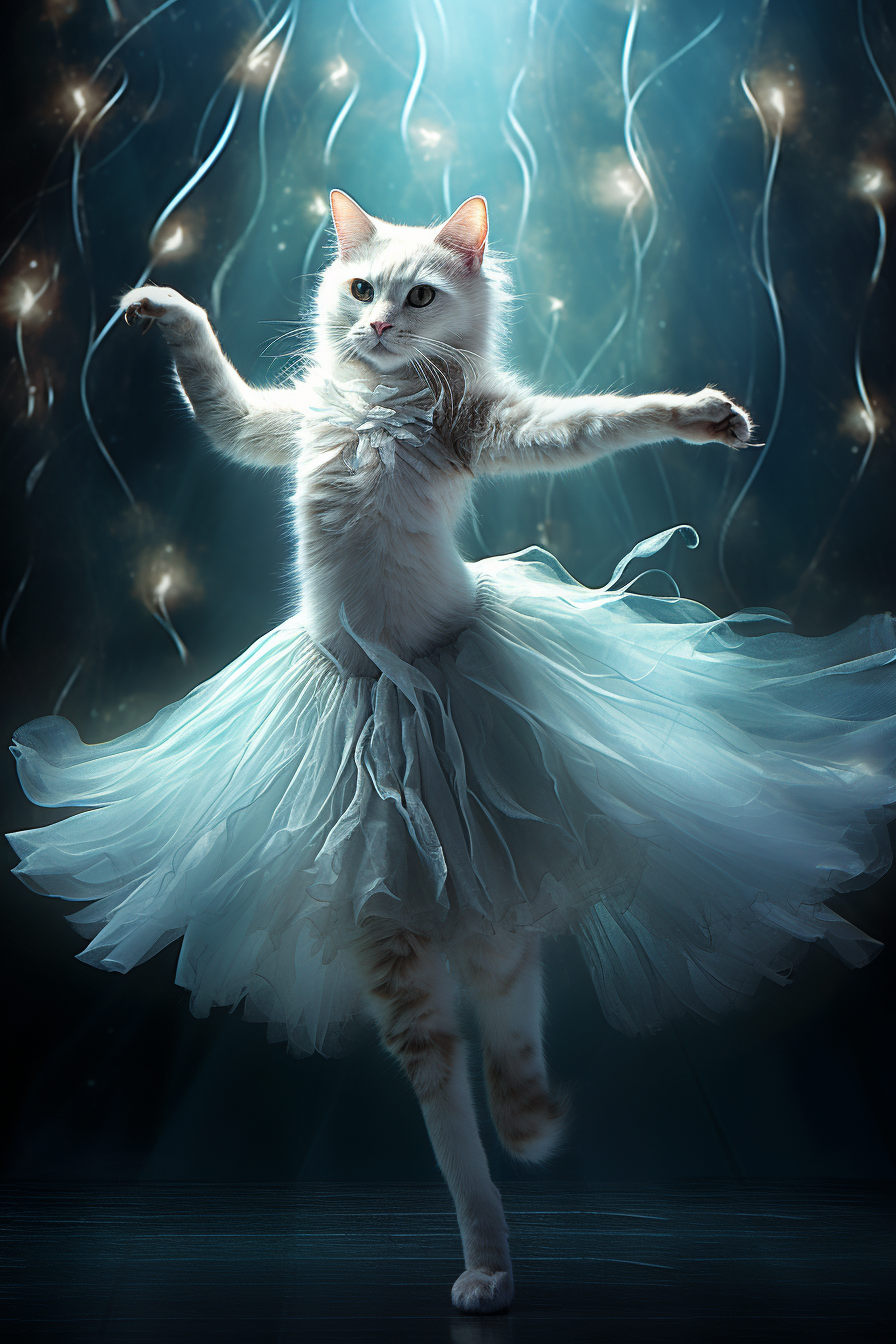 Cat wearing ballet shoes