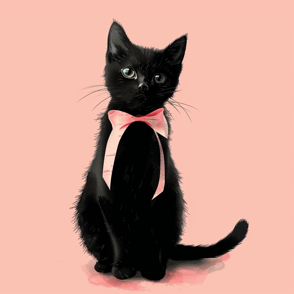 black cat with pink bow