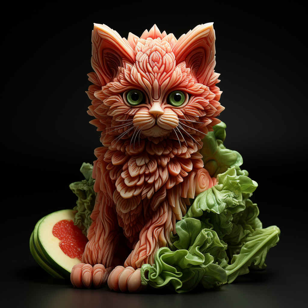 Cute cat portrait from watermelon