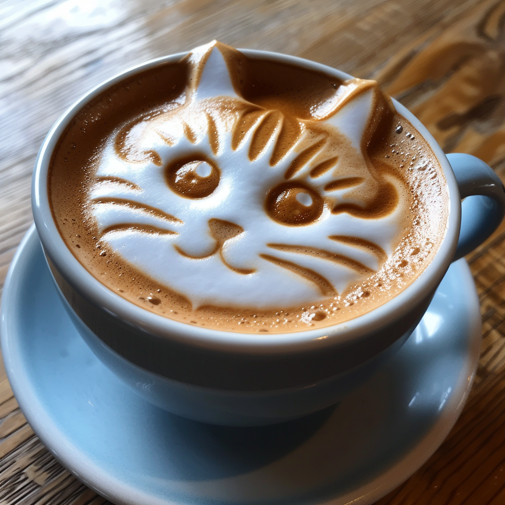 Cat face latte art design