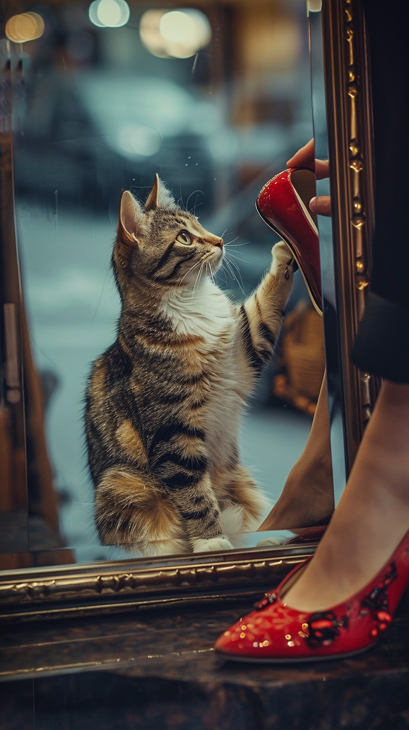 Cat in fashionable high heels