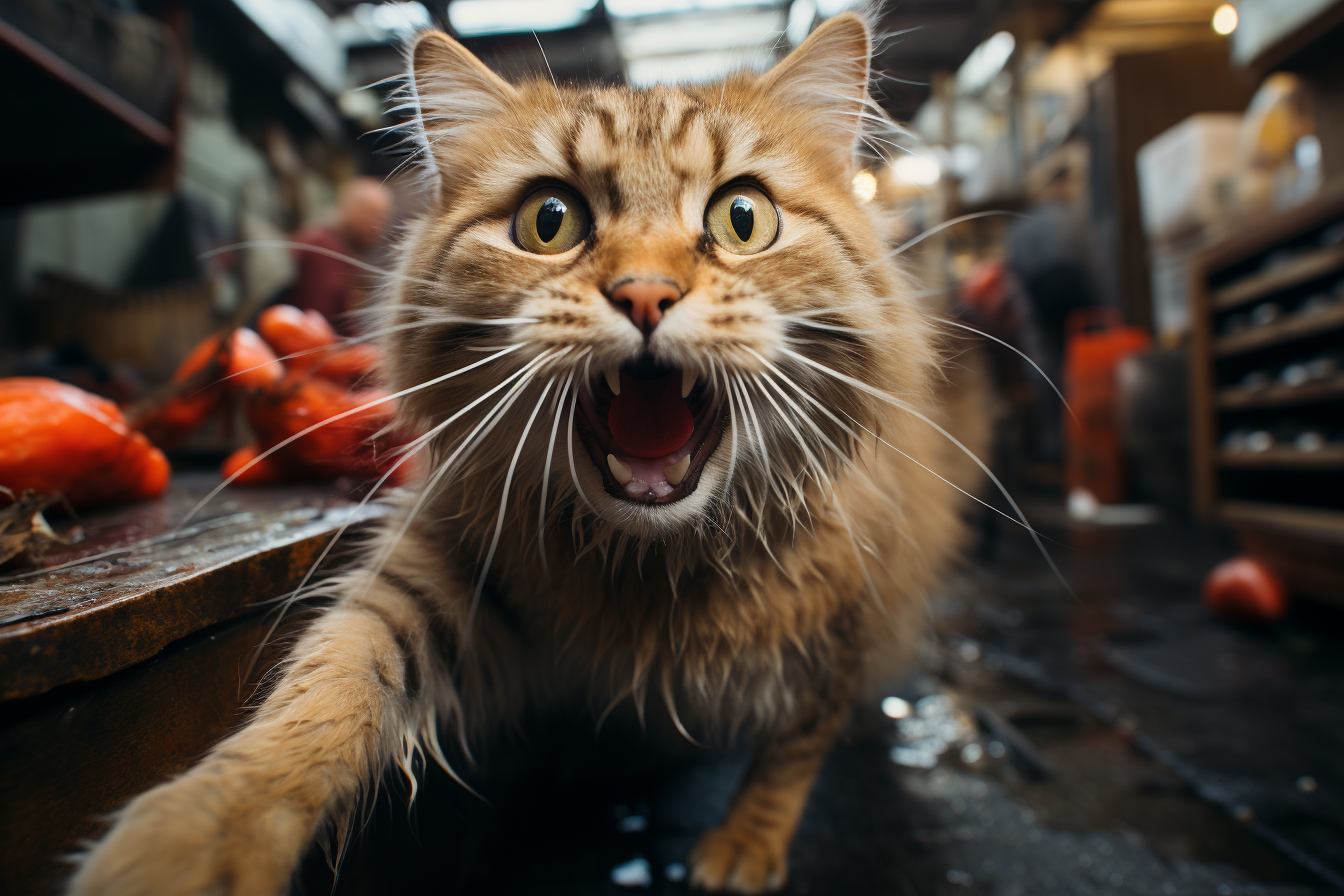 Cat with Fish Running