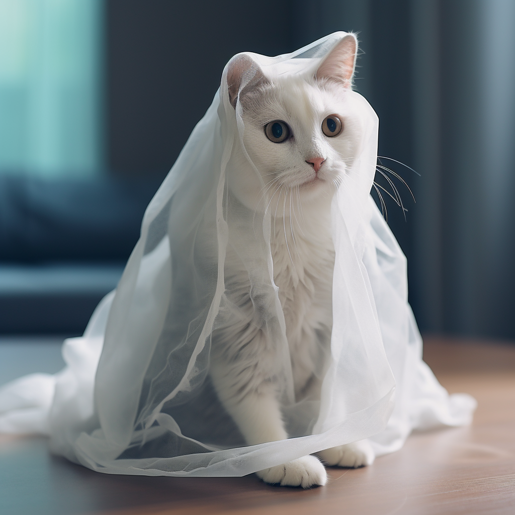 Cat in ghost costume