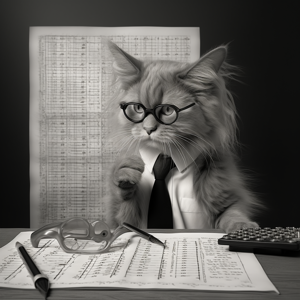 Smart Cat Wearing Glasses Solving Crossword