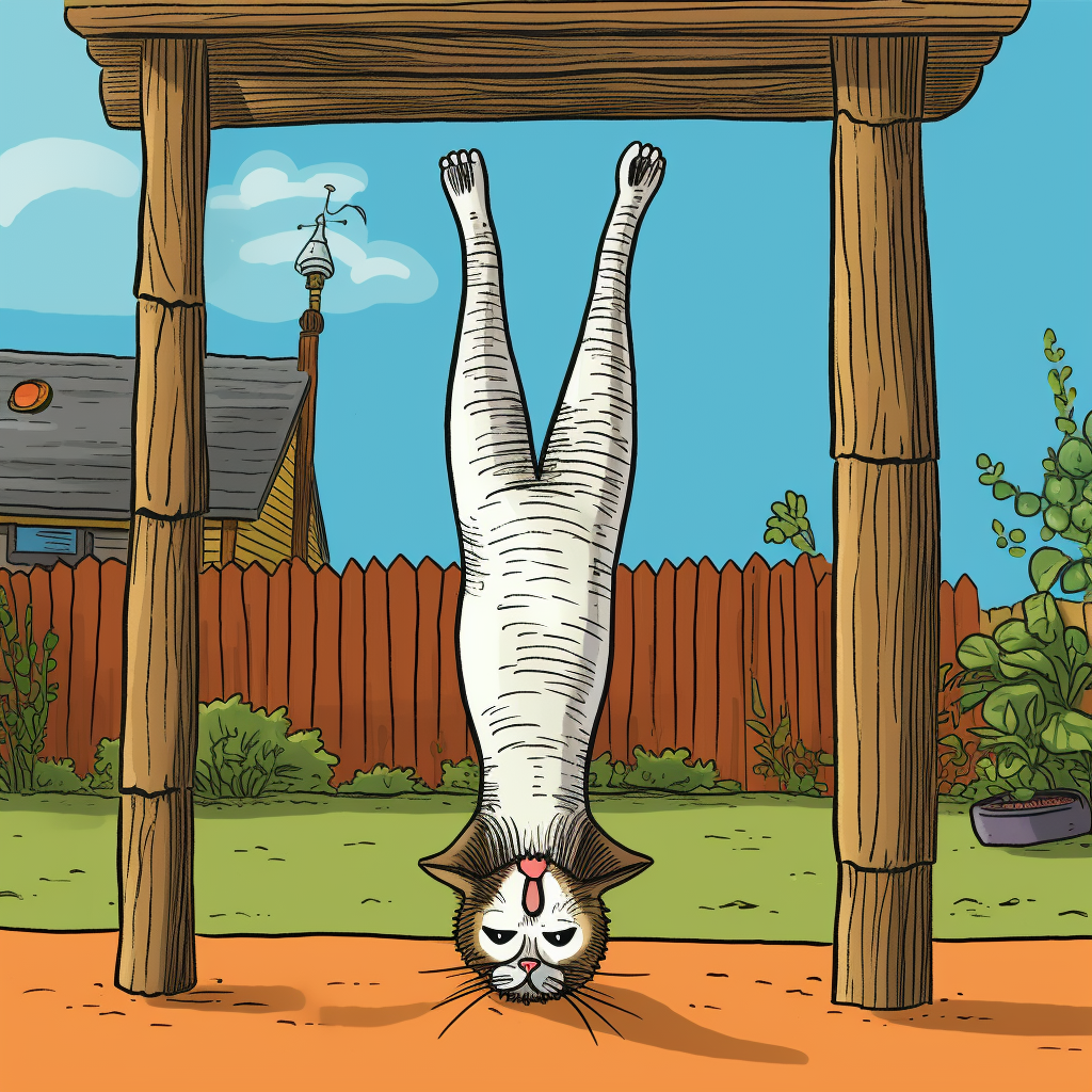 Funny cat doing handstand split