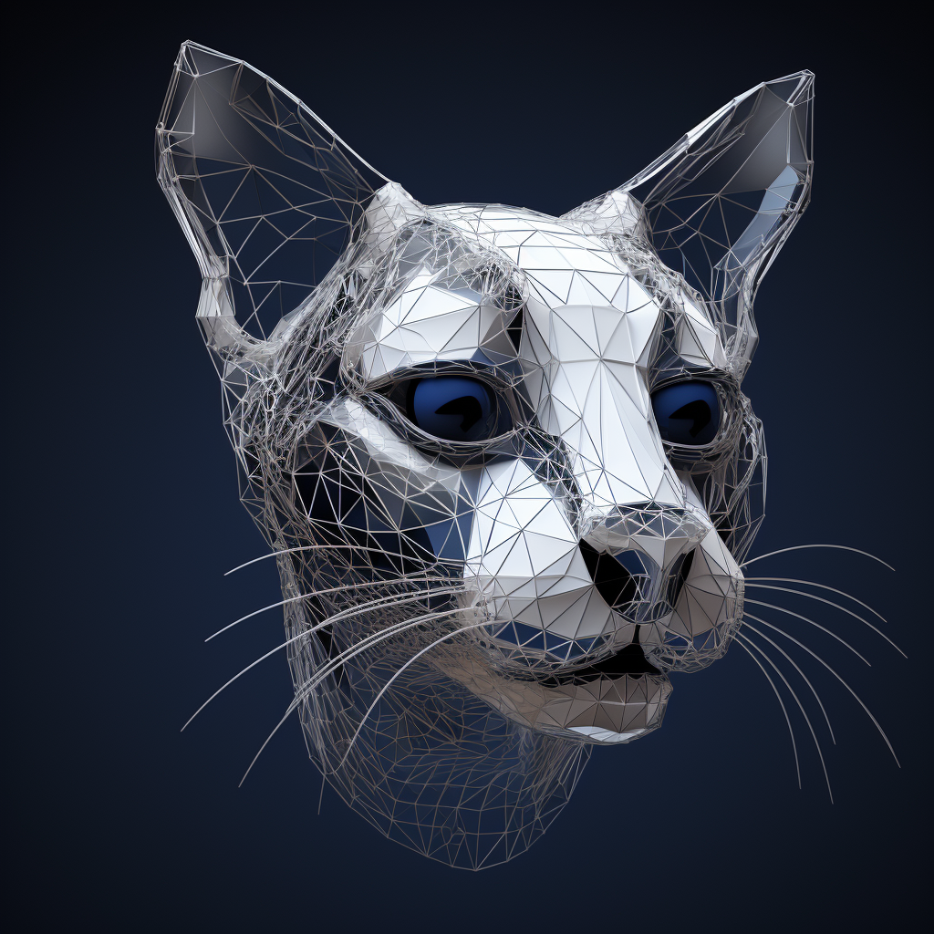 Unique 3D wireframe cat head