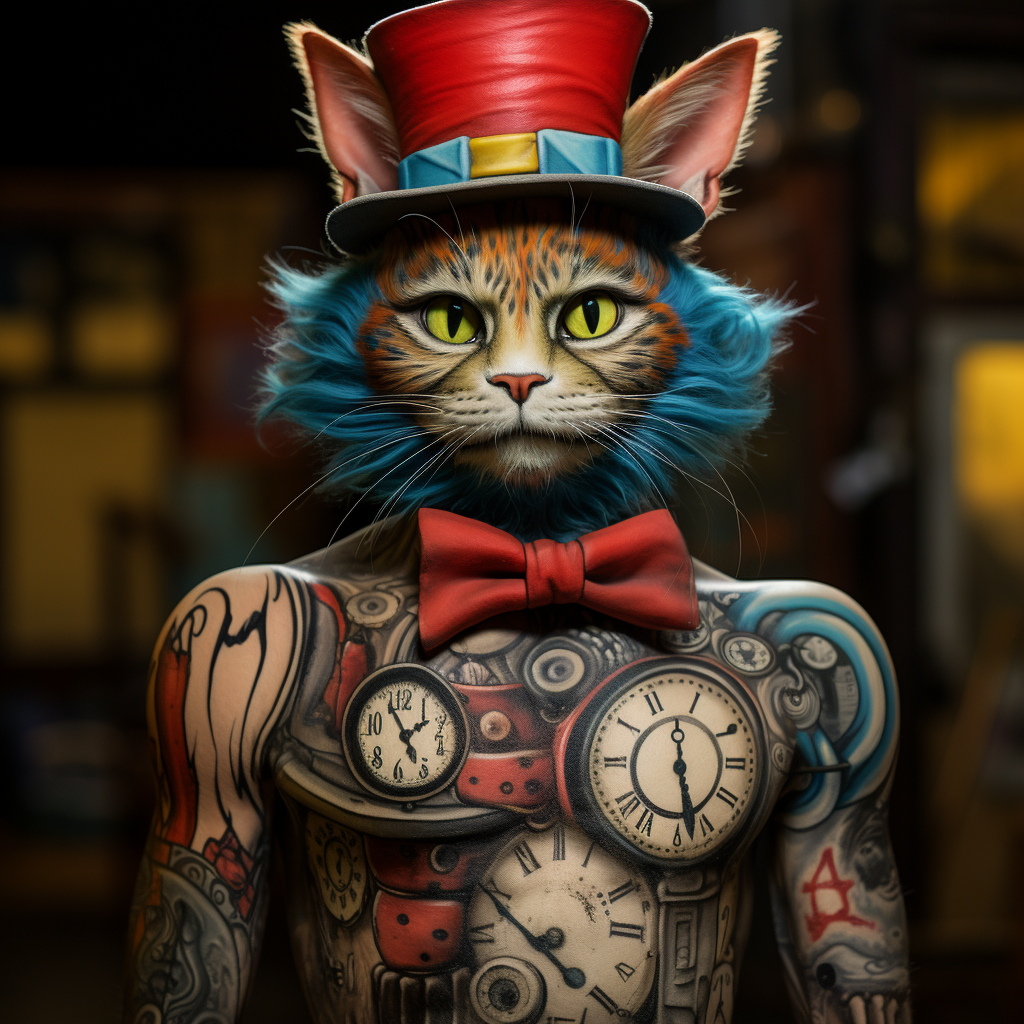 Cat in the Hat with Tattoos