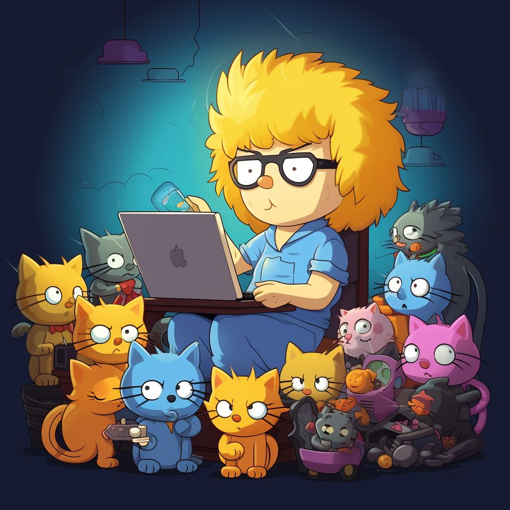 Cat Lady Hacker in Simpsons Style