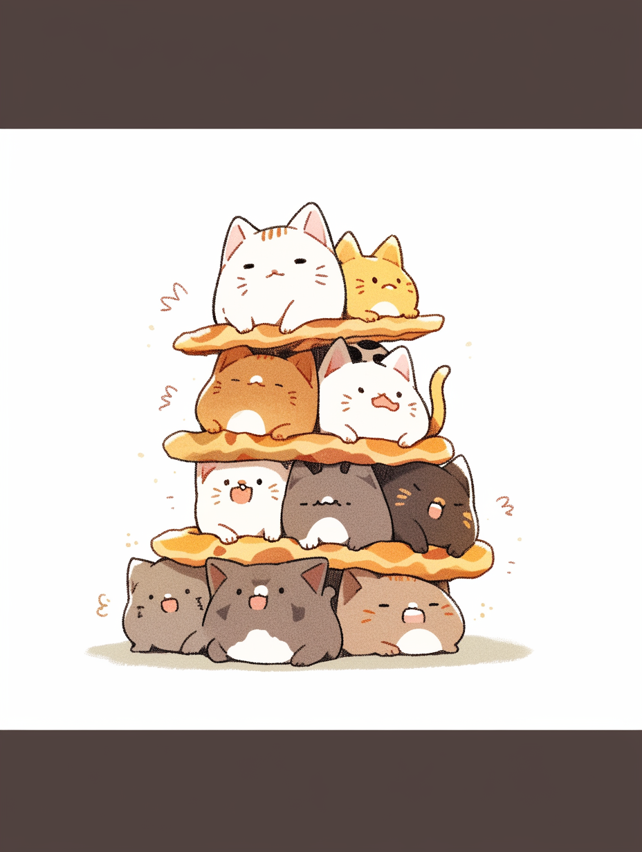 Cute cat pizza party illustration