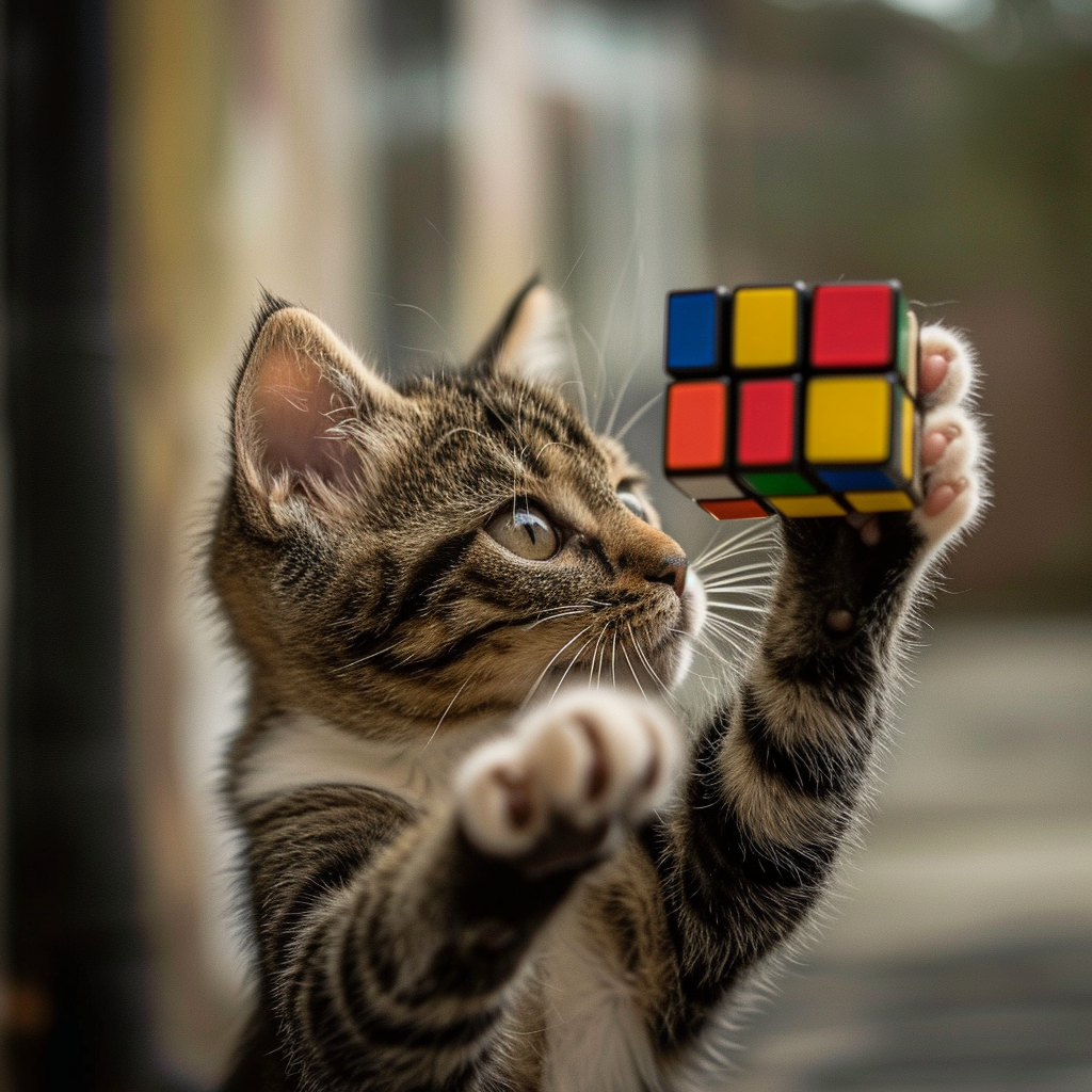 Cat solving Rubik's cube