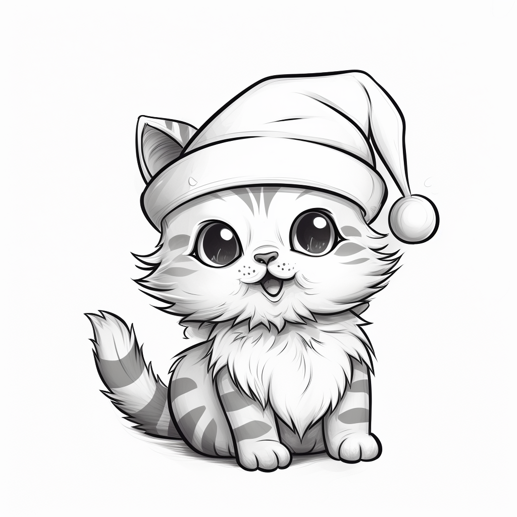 Cartoon cat with Santa Claus hat