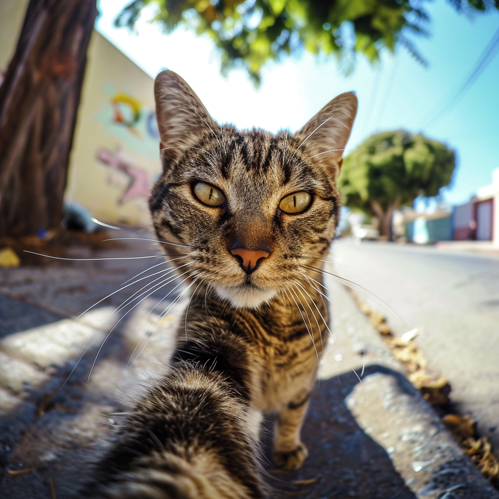 Adorable cat taking a selfie