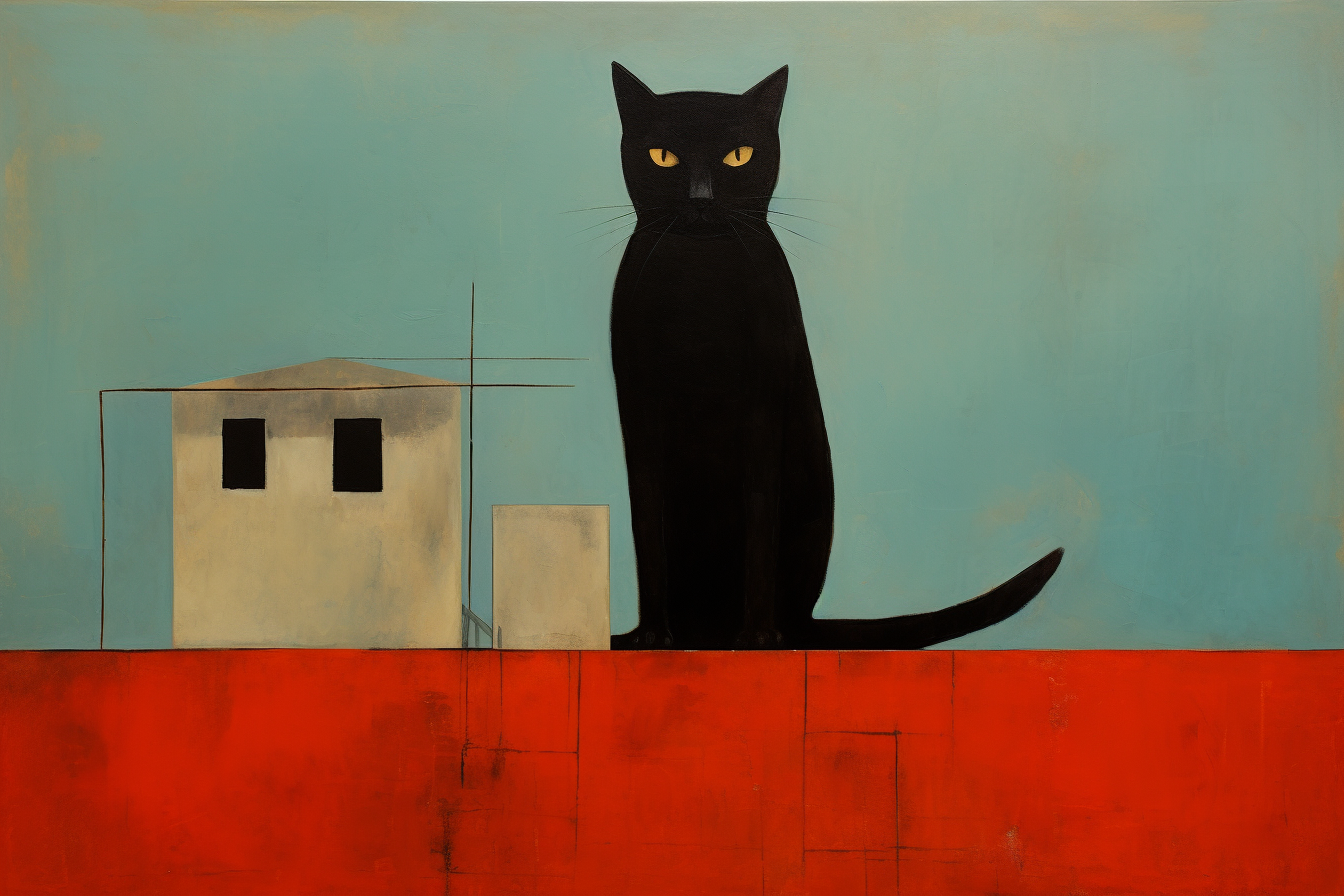 Cat on Fence - Bauhaus Painting