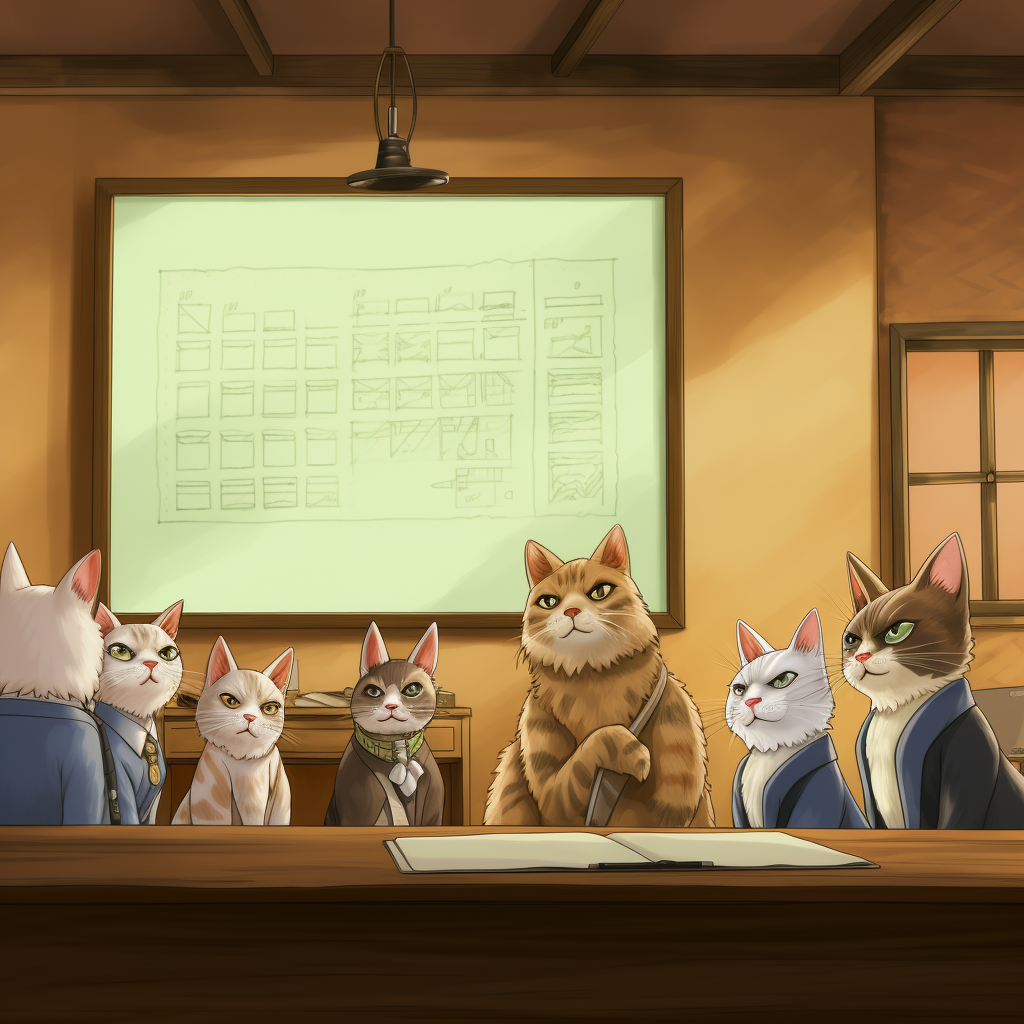 Cat Team Meeting with Leader