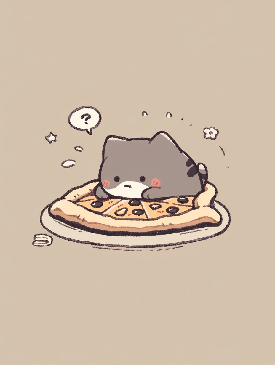 Cat in therapy session thinking about pizza