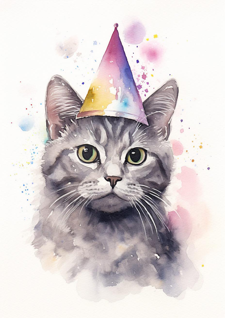 Cat wearing tinfoil hat painting