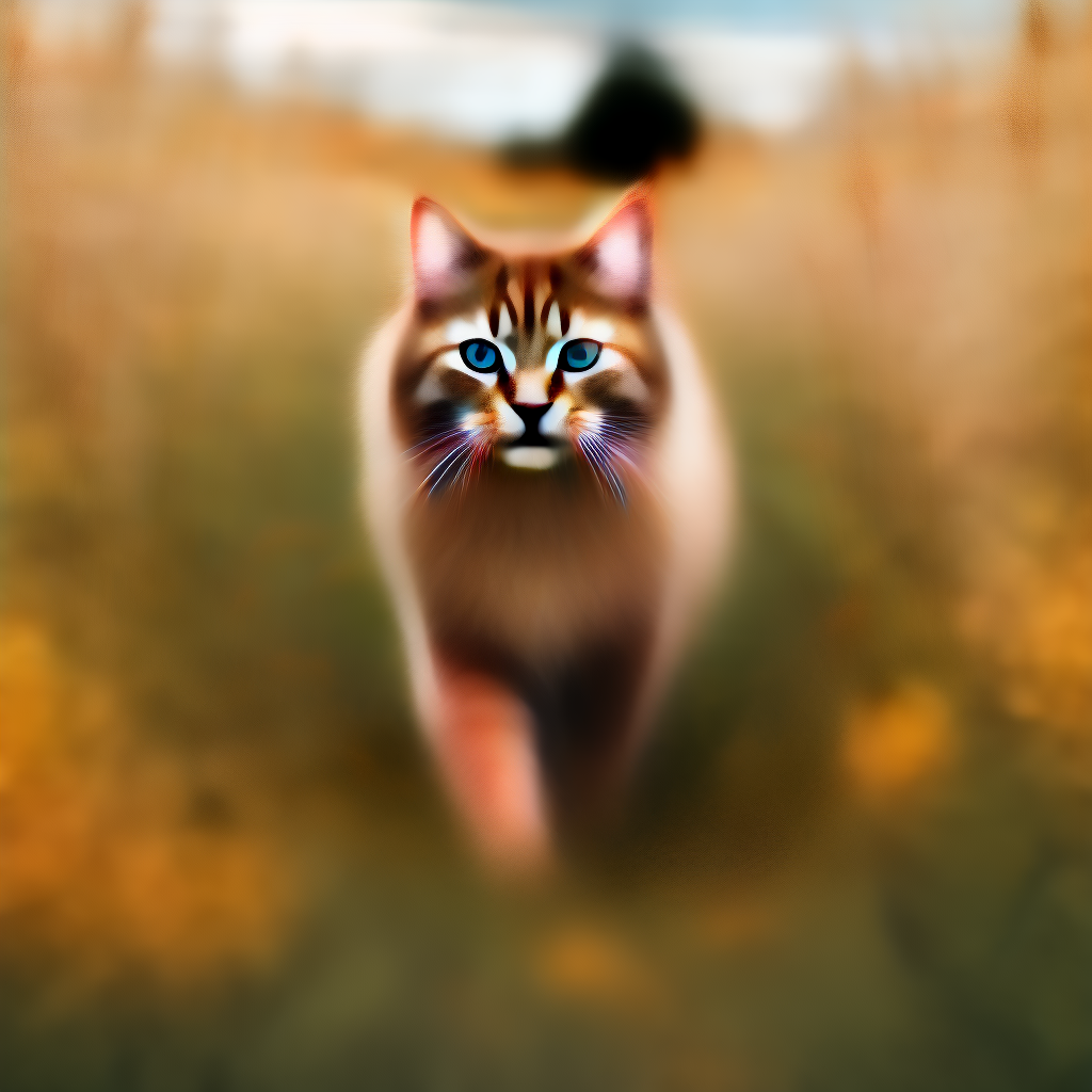 Adorable cat walking in a field