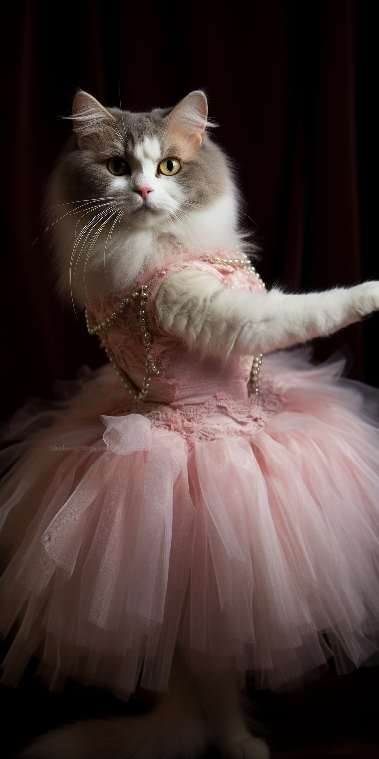 Cute cat in ballet costume