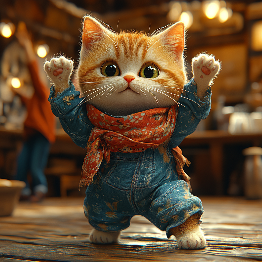 Cat dancing with friends and laughter