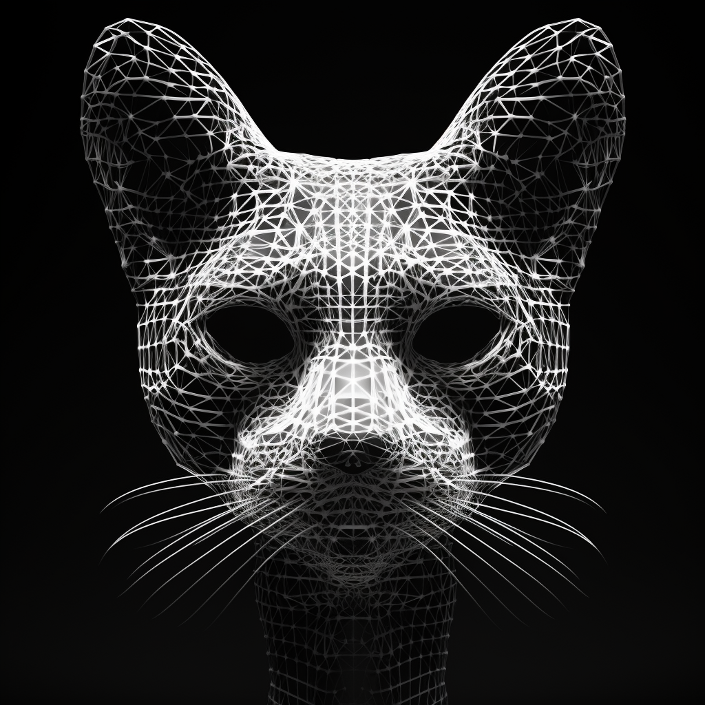 Wireframe of a Rare Square Mesh Cat Head