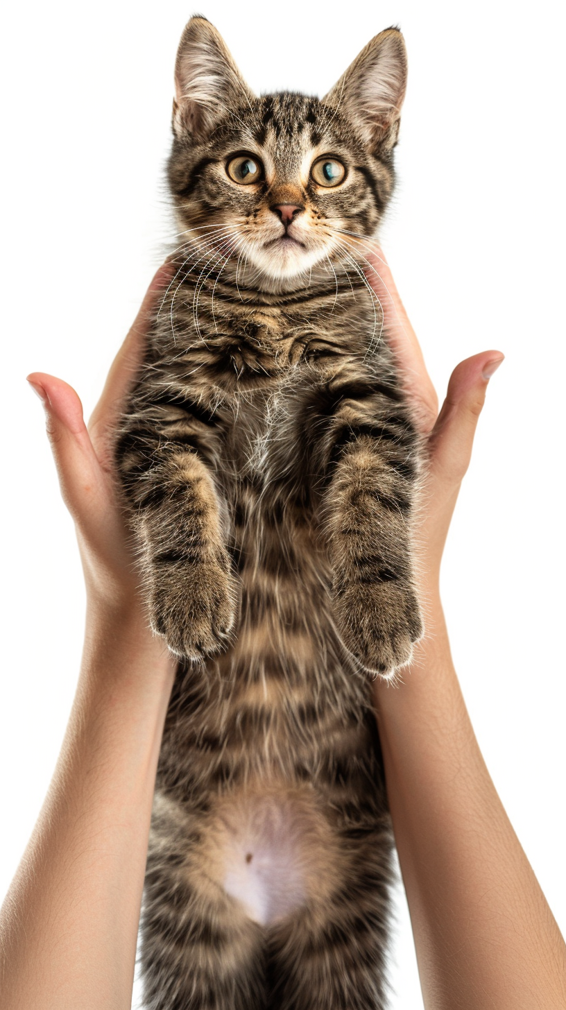 Cat Held by Hands Armpits