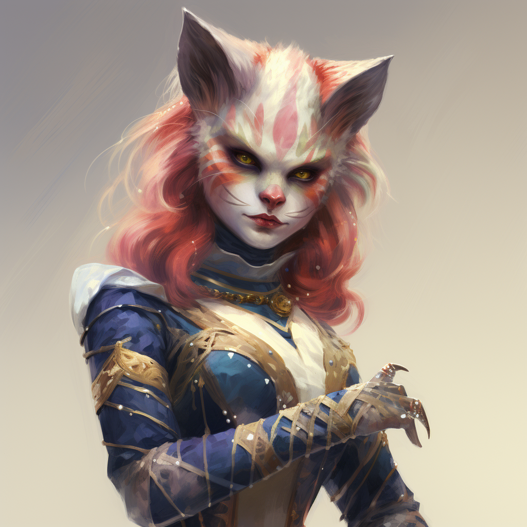 Cat Woman in Harlequin Fantasy Outfit