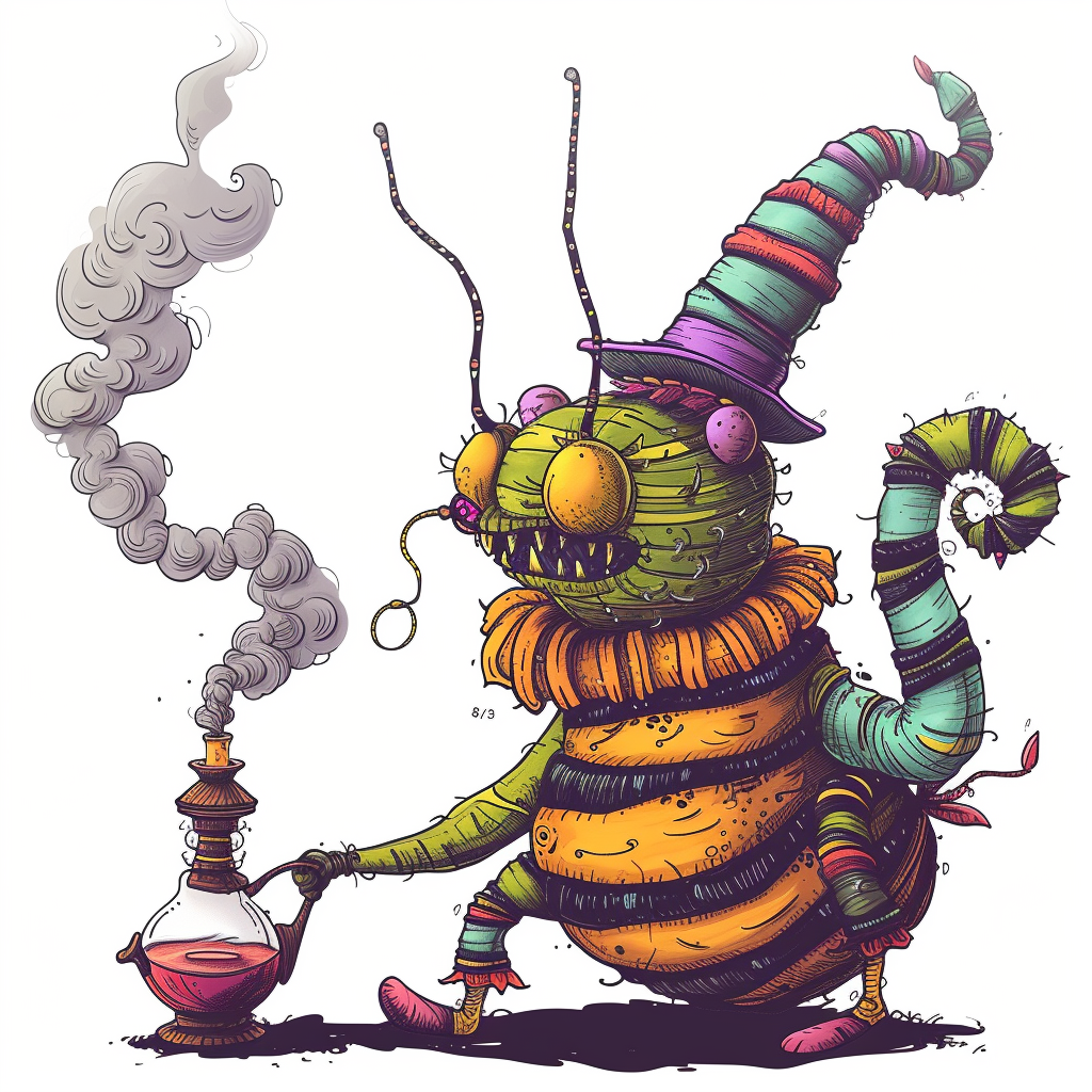 Caterpillar Smoking Hookah Alice Wonderland Vector Art