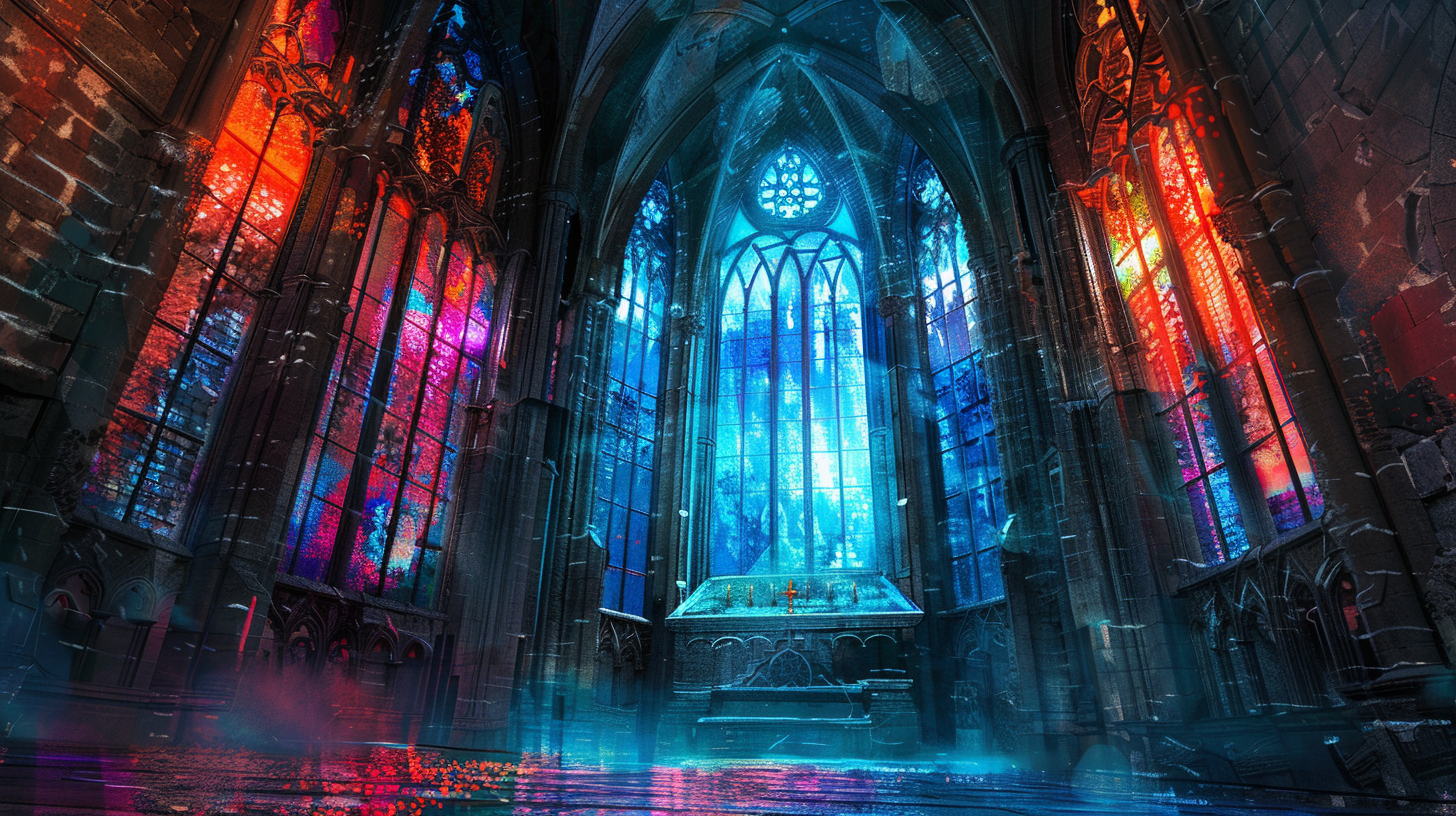 Cathedral stained glass fantasy art