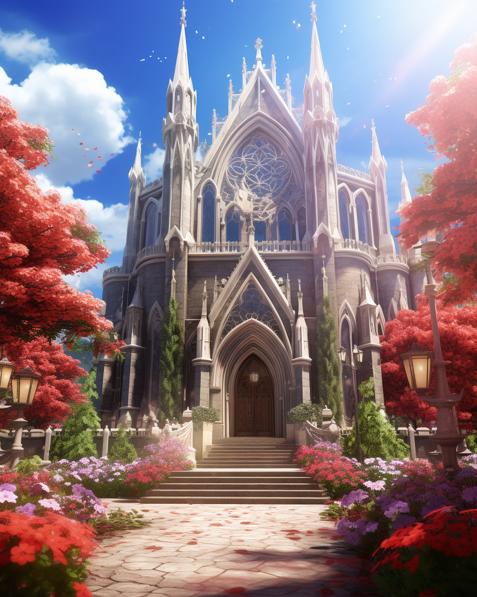 Gaudy Cathedral in Serene Landscape