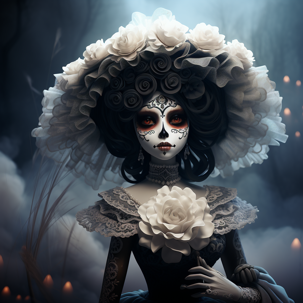 Beautiful Catrina Sugar Skull Makeup in Fog