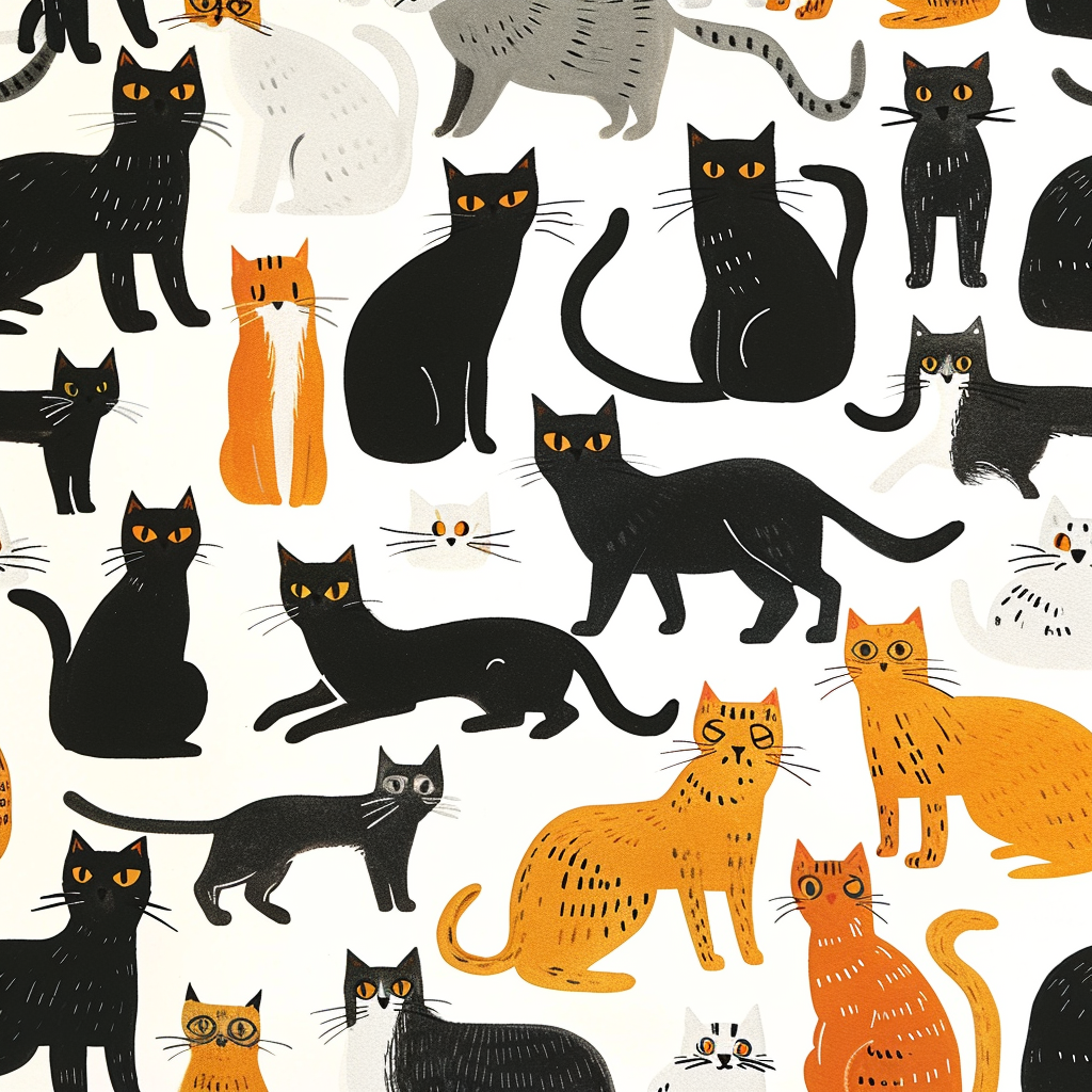 Cats Pattern White Background