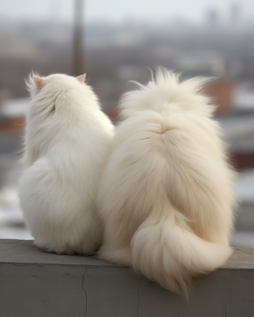 Cats on City Roof in Minimalism Style