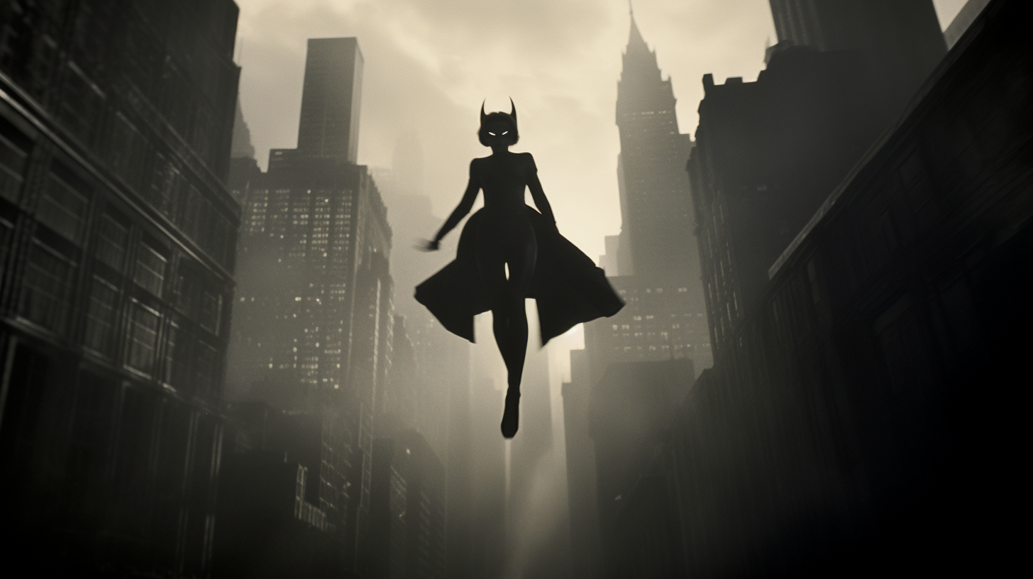 Catwoman running in Gotham City