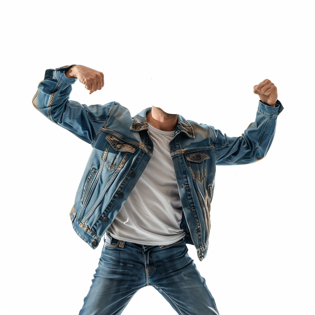 Caucasian man dancing denim jacket