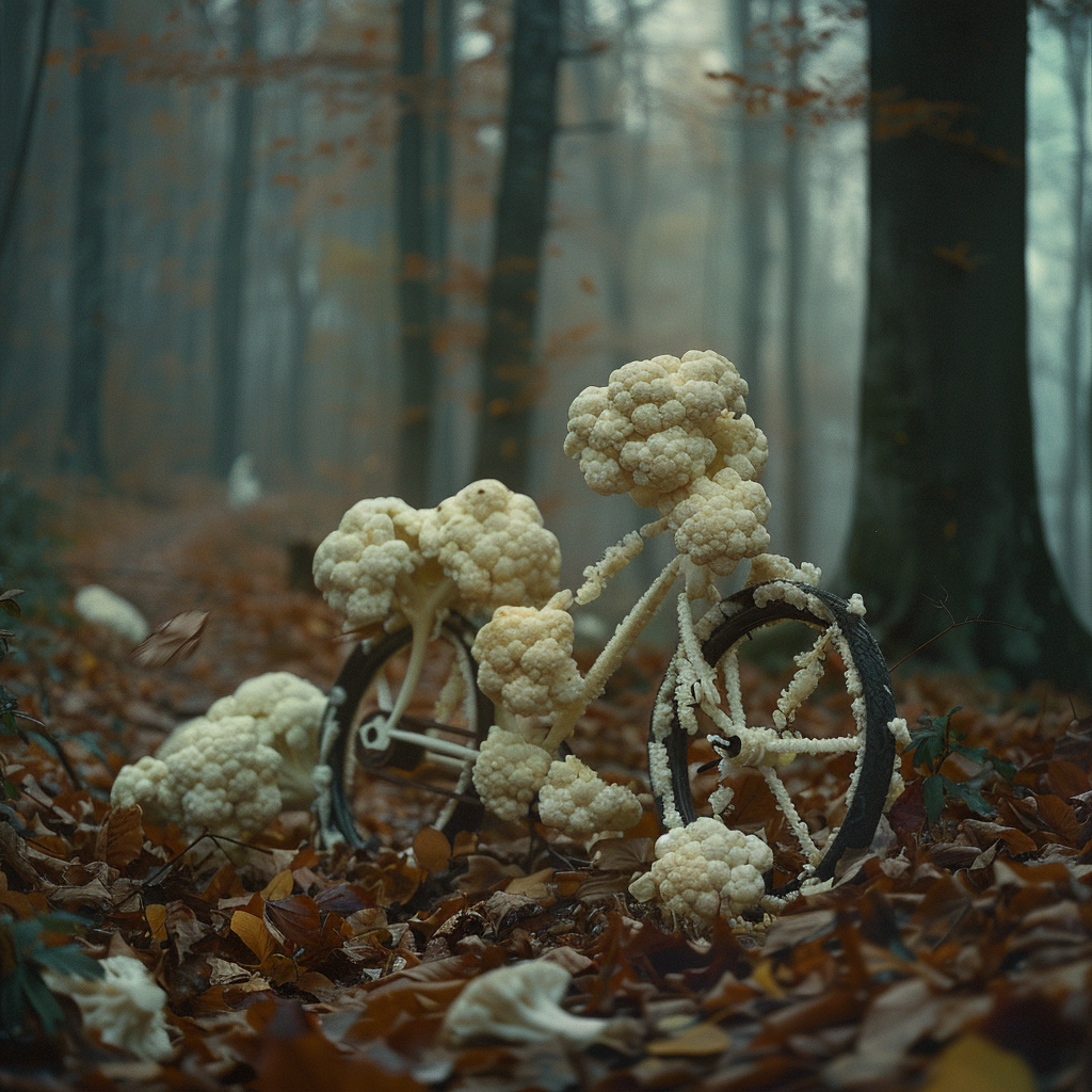 Cauliflower Bicycle in Forest Morning