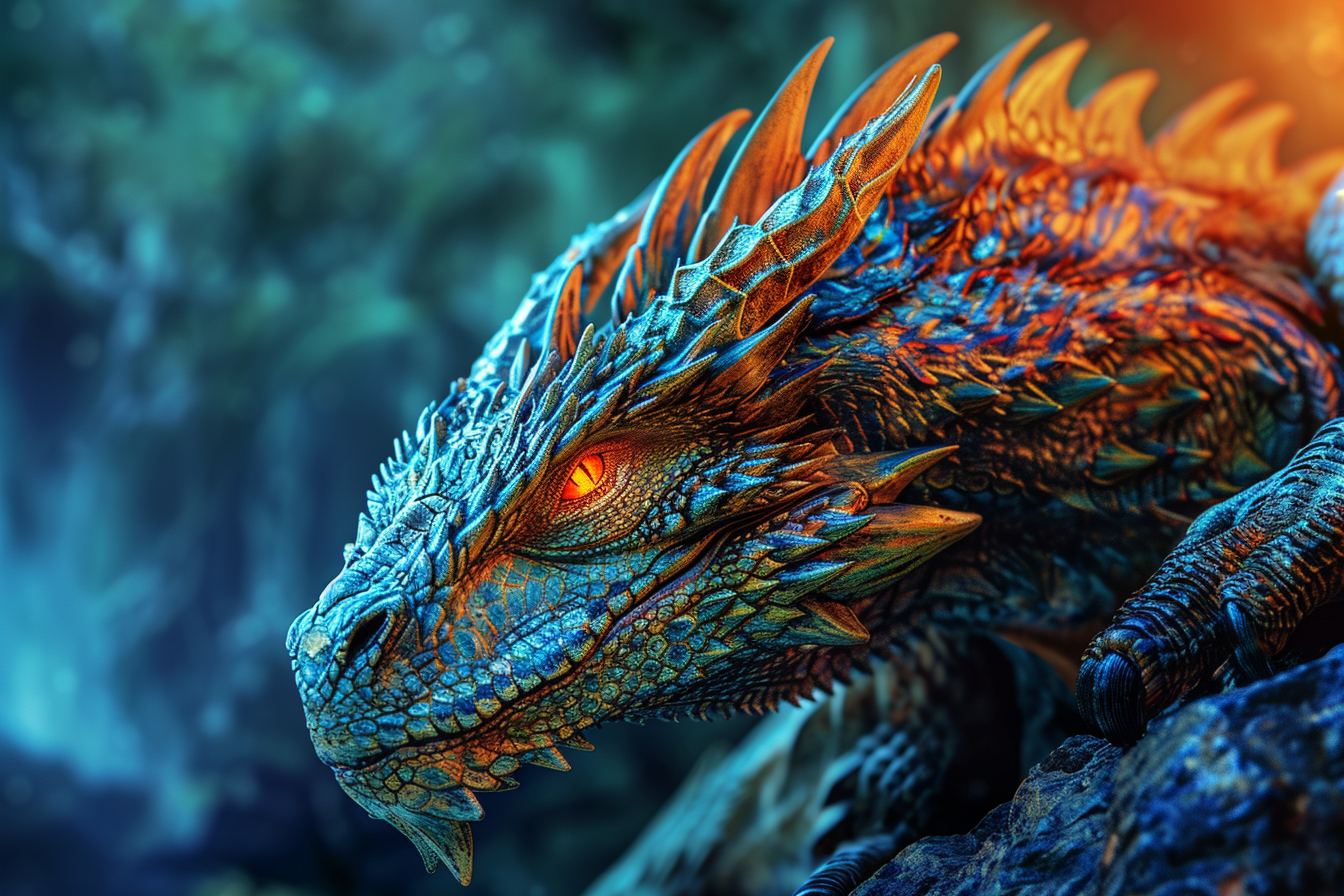 Colorful Caustic Dragon Protecting its Habitat