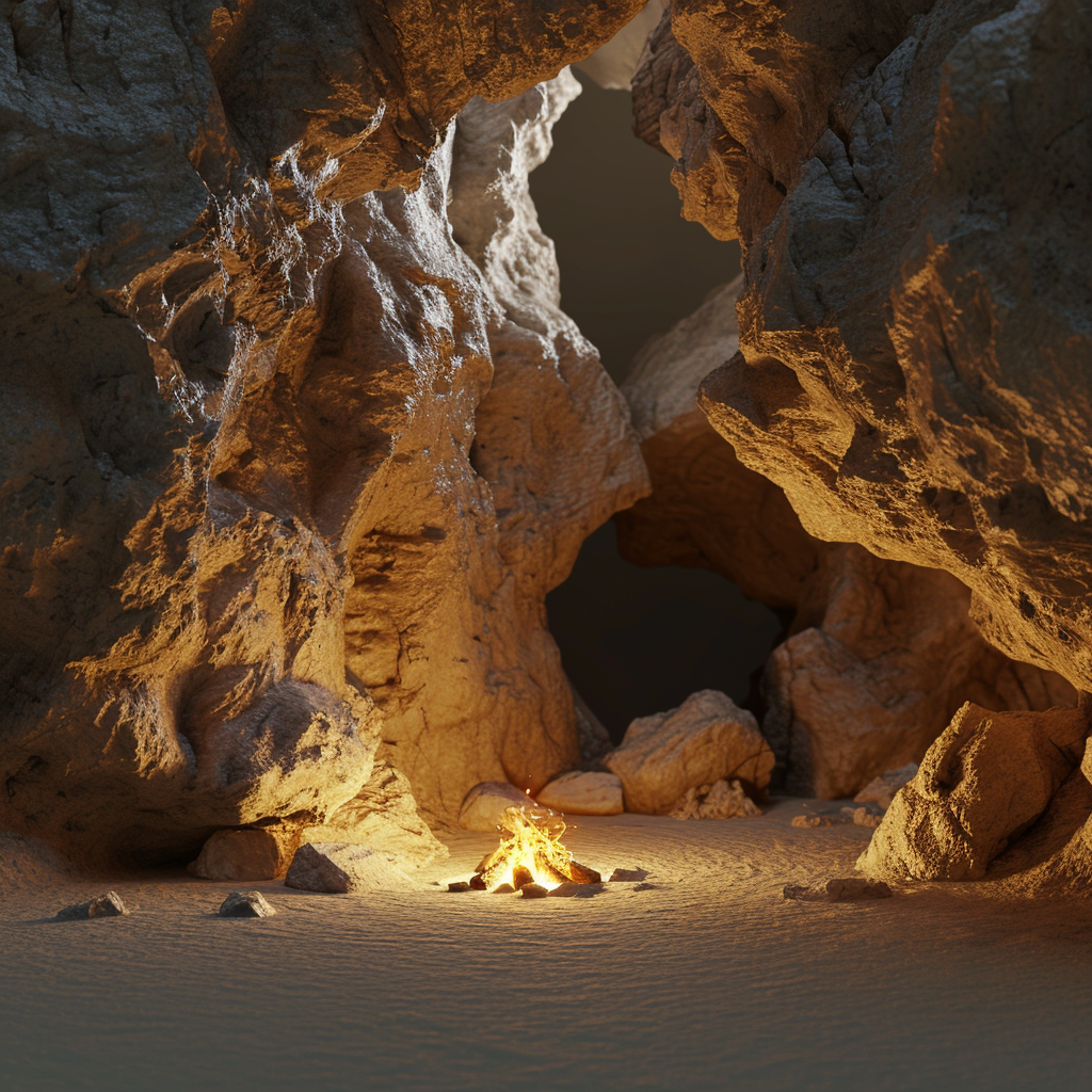 Cave Campfire and Geologic Formations