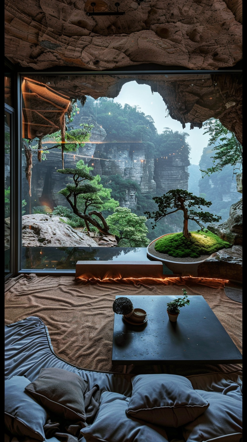 cave home in mountains view