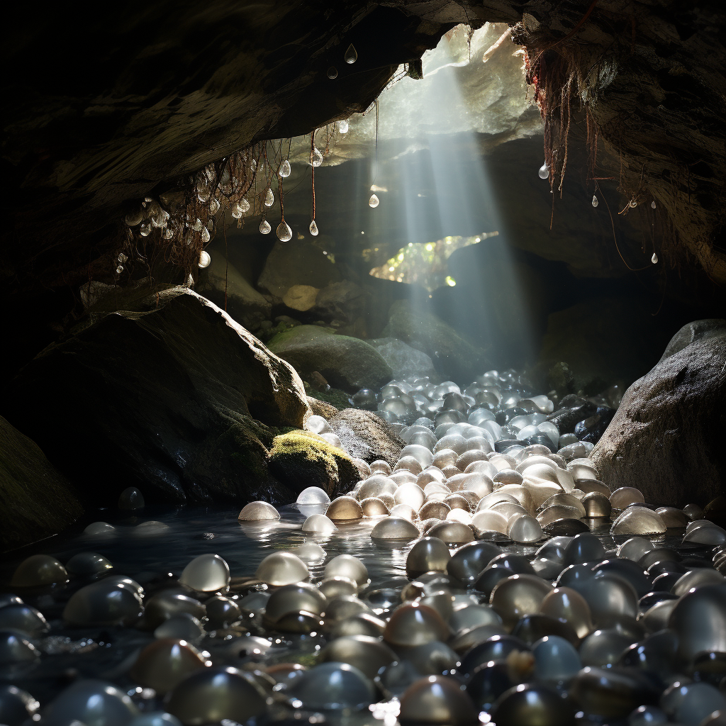 Grey Pearls Spiral in Cave