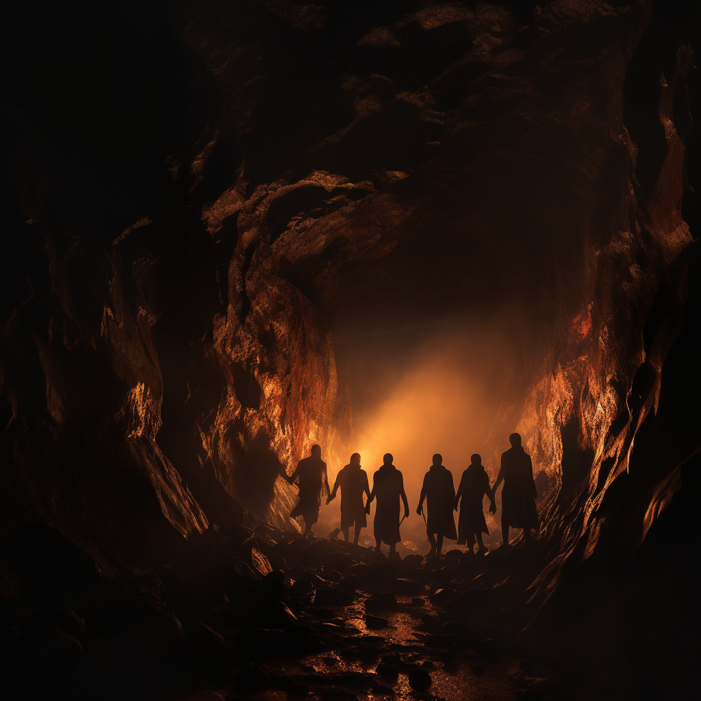 Shadows of people in cave