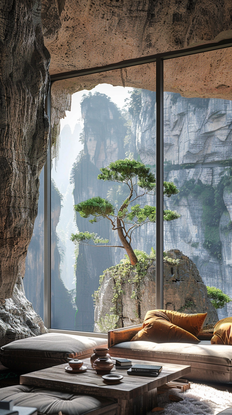 Minimalist Living Room Cave Home View