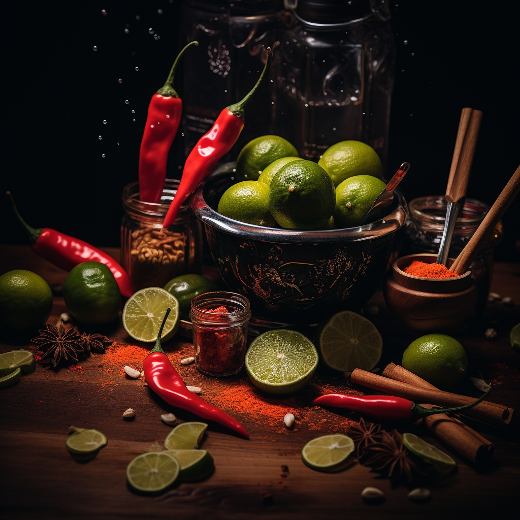 Aesthetic image of cayenne pepper and lime ingredients