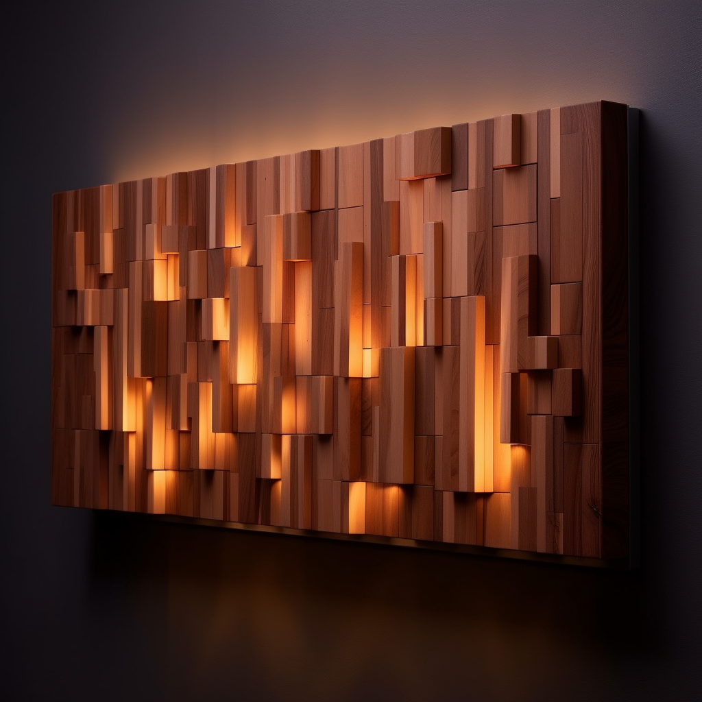 Stunning Cedar Wall Art with LED Lighting