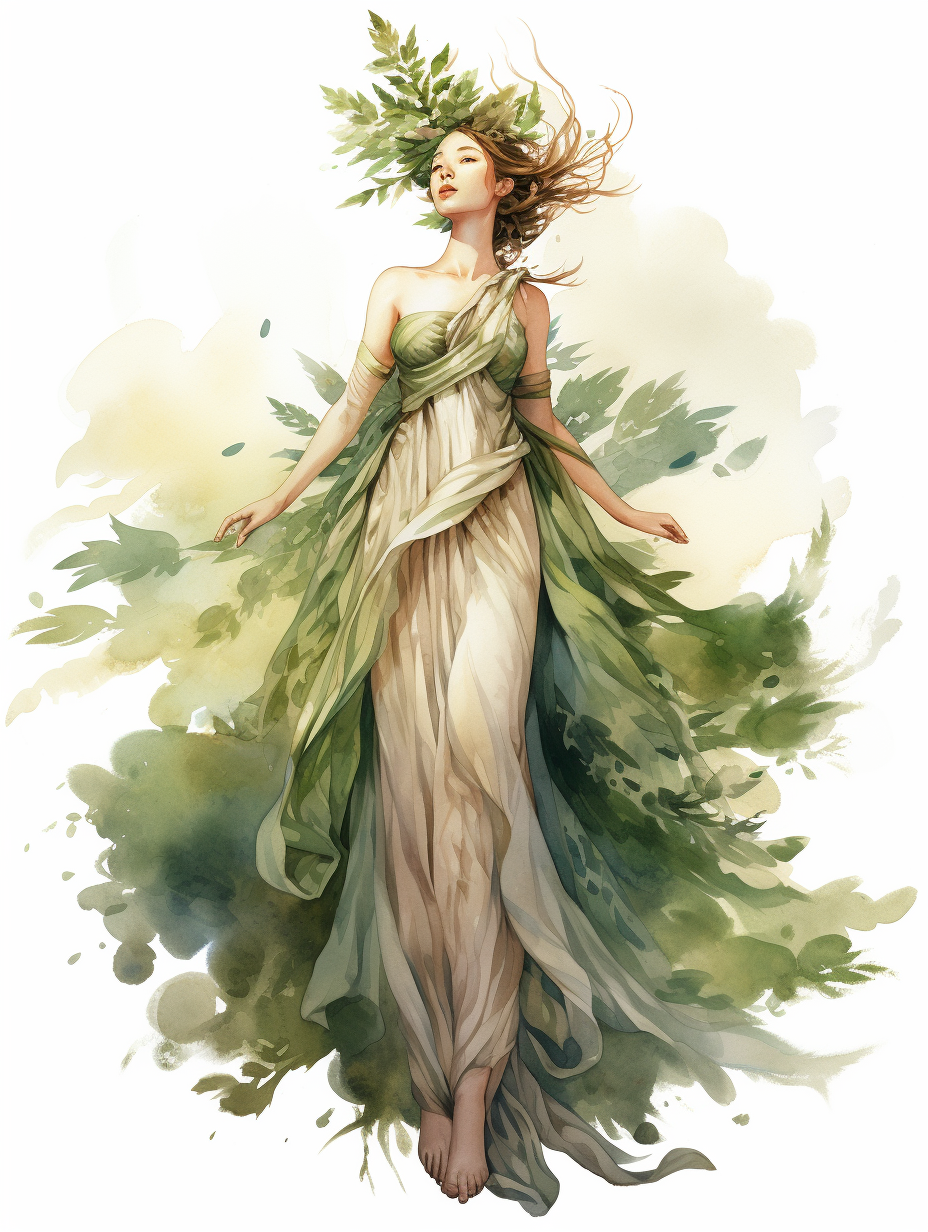 Illustration of Cedarwood Dress with Cedar Leaf Shading