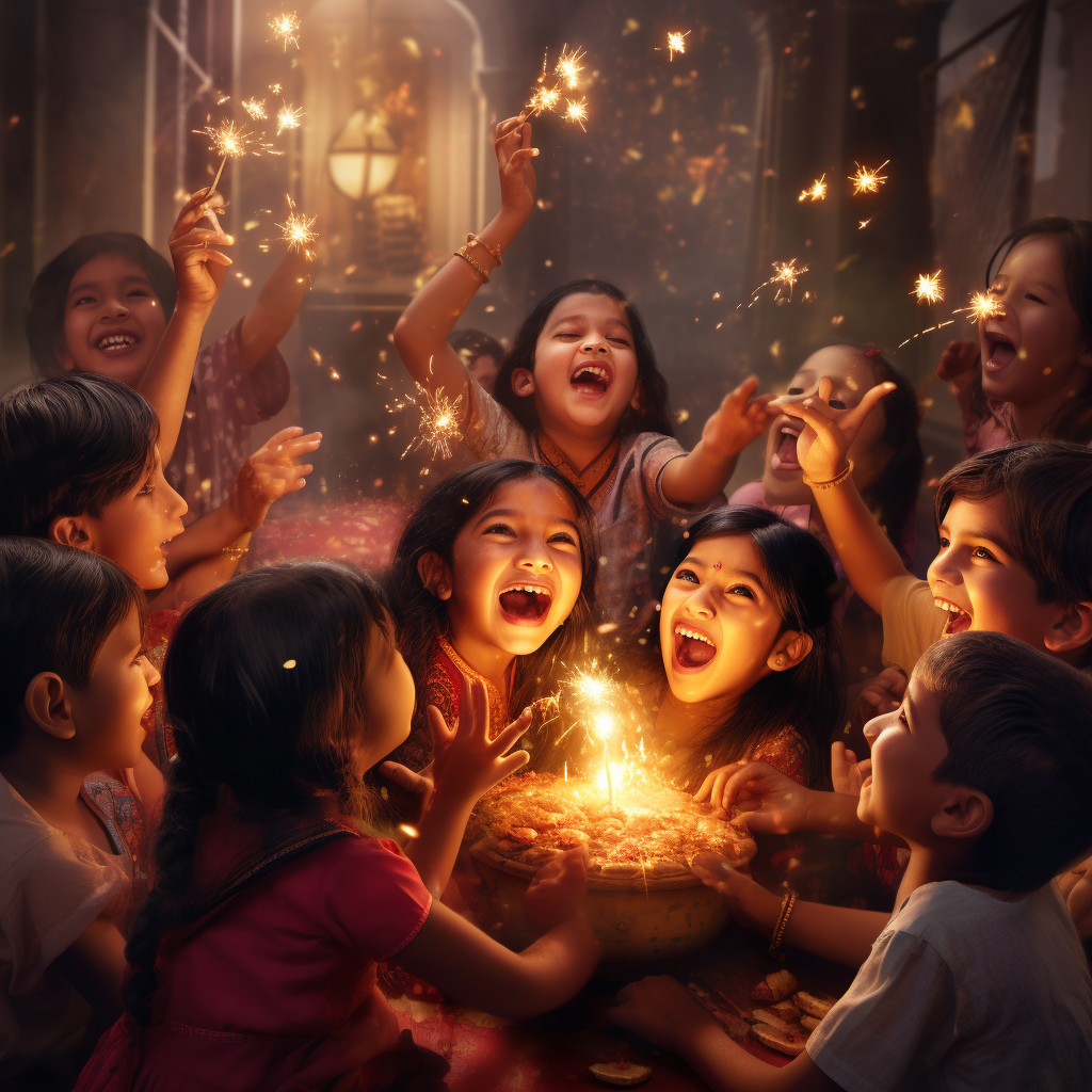 Children enjoy Diwali festivities without firecrackers