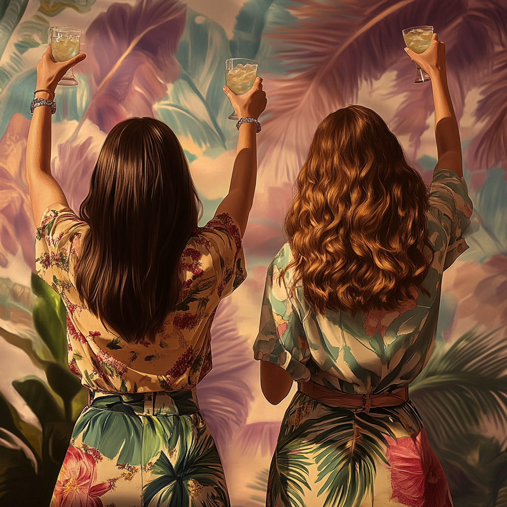 Two women celebrating with margaritas