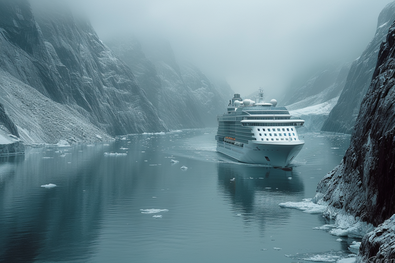 Celebrity cruise ship in Alaskan fjords